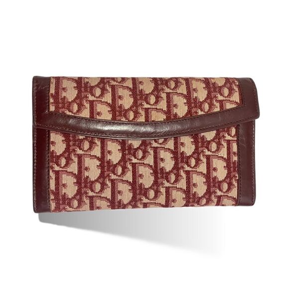 ❤️SOLD❤️Christian Dior Trotter Red Vintage Long Wallet with Mini-Kiss-lock Pouch - Picture 1 of 8